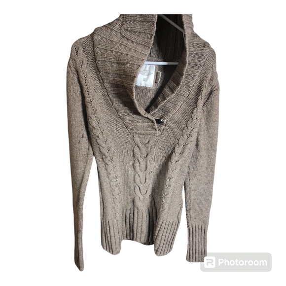 L.o.g.g Shawl-Neck Brown  Cable-Knit Sweater Size M - Picture 1 of 4